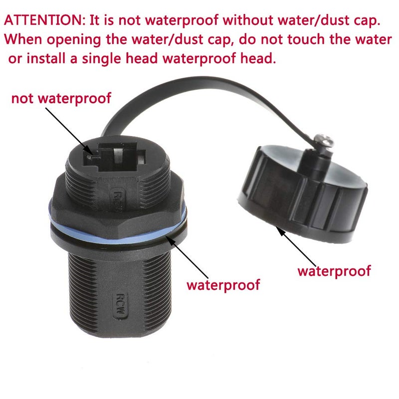 ANMBEST 5PCS Panel Mounting Shielded RJ45 Waterproof Cat5/5e/6 8P8C Connector Ethernet LAN Cable Connector Double Head Adapter with Waterproof/Dust Cap - Image 5